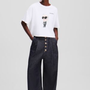 KARL LAGERFELD Biały damski t-shirt Ikon Aquarelle K Boxy Tshirt