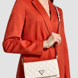 19acd9029760fa647eaab9d15118ce9c64f08692 GUESS Damski portfel na łańcuszku w kolorze białym Giully