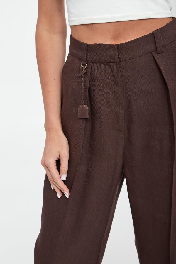 Spodnie damskie z lnianej gabardyny ELISABETTA FRANCHI