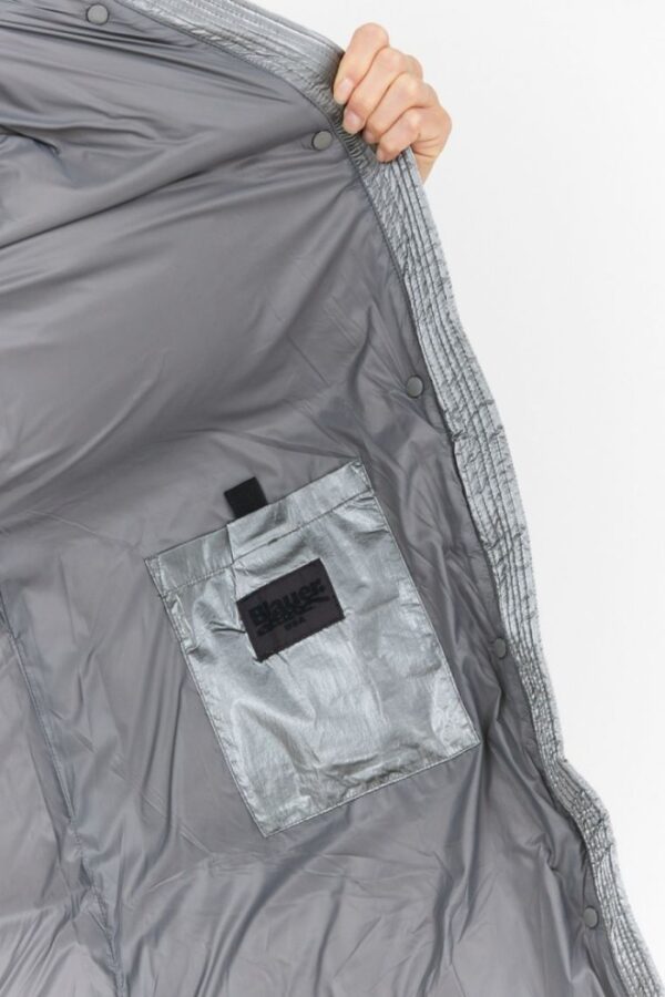 BLAUER Srebrny puchowy płaszcz damski Naomi z odpinanym kapturem