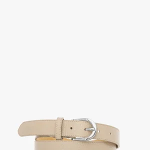 Beżowy pasek ze srebrną klamrą