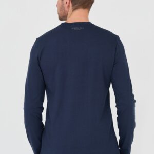 1b9c3bf0432a1d542d0da4f93859b2182721ed70 AERONAUTICA MILITARE Granatowy męski bawełniany longsleeve 46th Air Brigade