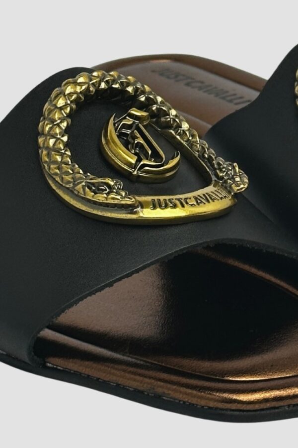 JUST CAVALLI Czarne damskie klapki Fondo Elisie Ciabatta