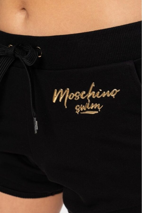 1c03515a4a1a0daee5f568b16647f99b09f3ed14 MOSCHINO Czarne szorty damskie ze złotym logo