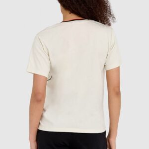 AERONAUTICA MILITARE Kremowy bawełniany luźny t-shirt damski z wypukłym orłem Comfort Fit