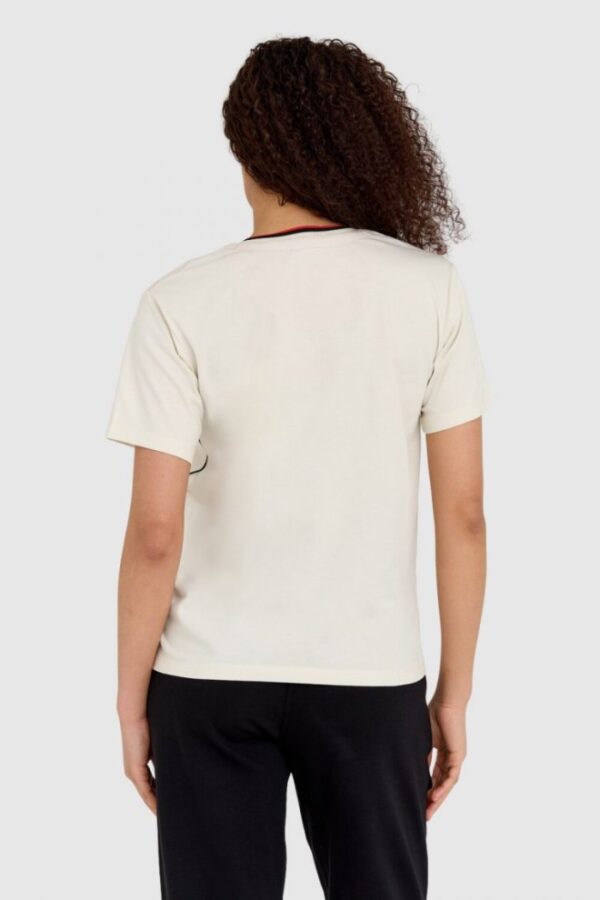 AERONAUTICA MILITARE Kremowy bawełniany luźny t-shirt damski z wypukłym orłem Comfort Fit