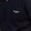 BALMAIN Czarna męska koszulka polo z aksamitnym logo
