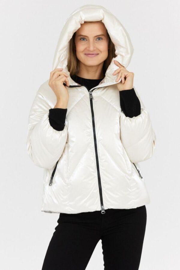 1c47c14b7b6c63642573d215a11f2e023daade8a HETREGO Perłowa kurtka damska z kapturem Muriel, Rozmiar 34 EU - 38 IT