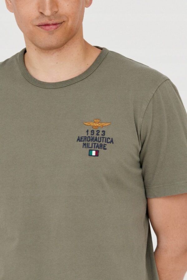 AERONAUTICA MILITARE Zielony bawełniany t-shirt męski