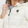 BLAUER Puchowa kurtka ecru damska z kapturem Claudia fashion down jacket with hood