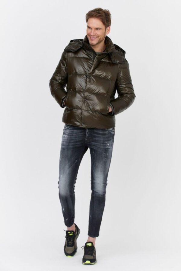 EMPORIO ARMANI Ciemnozielona puchowa kurtka męska, Rozmiar 52