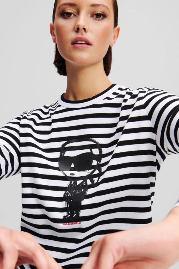 KARL LAGERFELD Czarny damski lonsgleeve Ikon Print Stripe