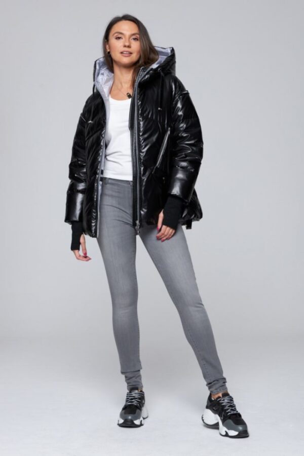 1e40c7b715c29a4a4bdfb55a832c4b78913f1992 DIEGO M Czarna kurtka puchowa z odpinanymi rękawami, Rozmiar 38 EU - 42 IT