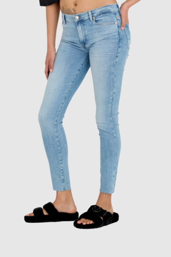 7 FOR ALL MANKIND Jasnoniebieskie jeansy damskie z wysokim stanem HW SKINNY SLIM ILLUSION
