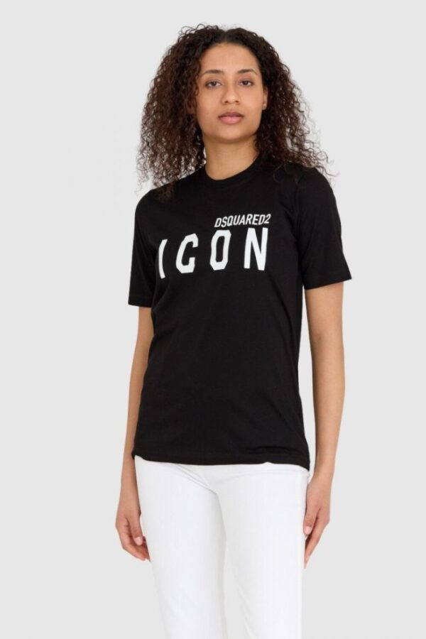 DSQUARED2 Czarny t-shirt damski z logo icon