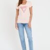 GUESS Różowy damski t-shirt Satin Triangle Tee