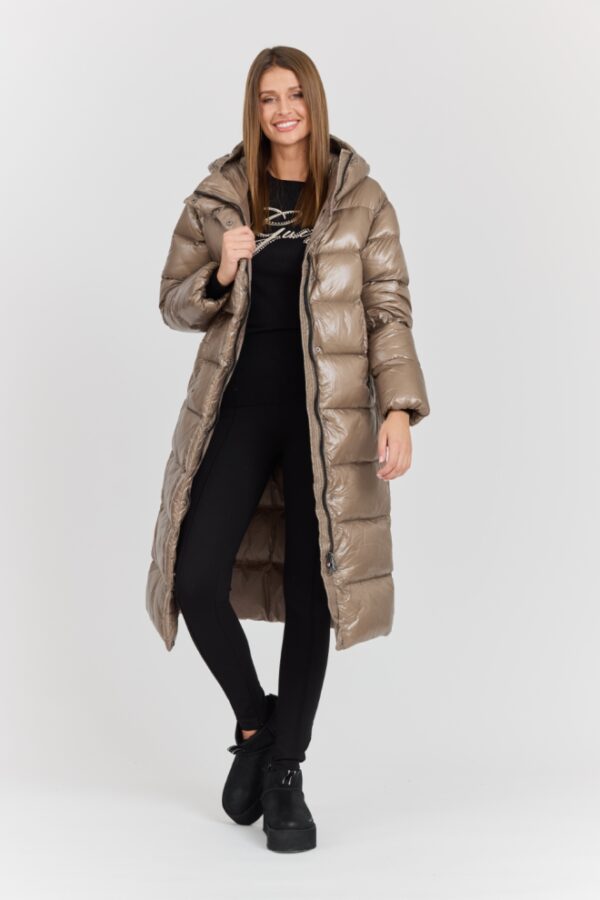 2089a6e7ac6ed464c3a3cf9584e1282250191dbb HETREGO Beżowy damski płaszcz puchowy Tara Woman Oversized Quilted Coat, Rozmiar 36 EU - 40 IT