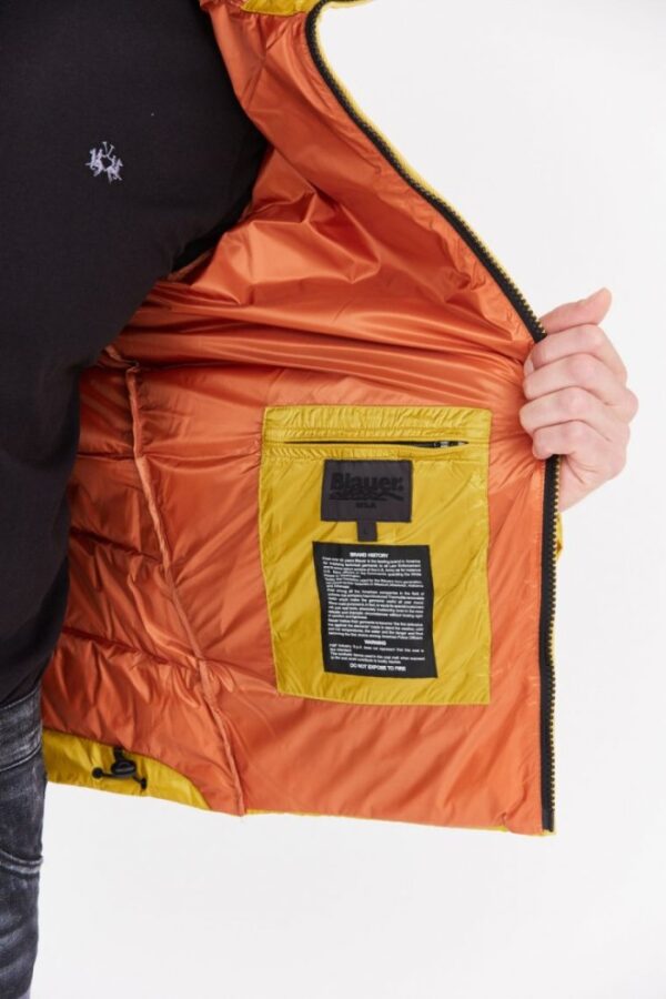 BLAUER Żółta męska puchowa kurtka Sergio z kapturem