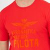 AERONAUTICA MILITARE Pomarańczowy bawełniny t-shirt męski z aksamitnym logo