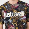 JUST CAVALLI Czarny męski T-shirt R Print Iconic Shields