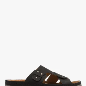 Czarne klapki męskie z ozdobną cholewką