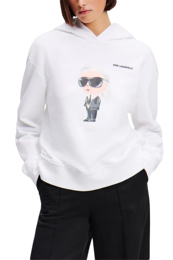 KARL LAGERFELD Biała damska bluza Ikon Aquarelle K Hoodie
