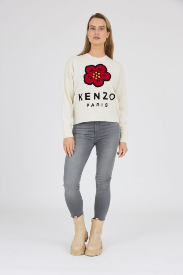 KENZO Kremowy sweter damski boke flower