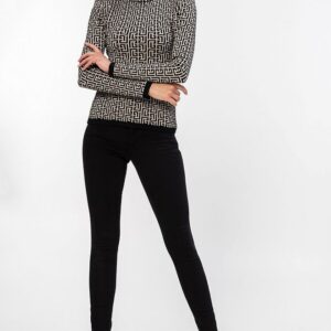 BALMAIN Damska bluzka z golfem w czarny monogram