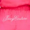 JUICY COUTURE Różowe satynowe spodnie piżamowe damskie z haftowanym logo