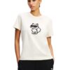 KARL LAGERFELD Beżowy damski t-shirt Ikon Sketch Choupette