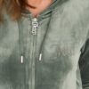 JUICY COUTURE Zielona damska bluza Marissa Velour Track Top
