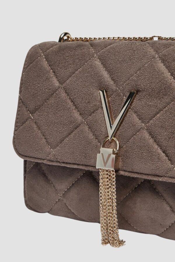 VALENTINO Brązowa damska zamszowa torebka Charlotte Flap Bag