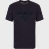 EMPORIO ARMANI Męski t-shirt granatowy wyszywane logo