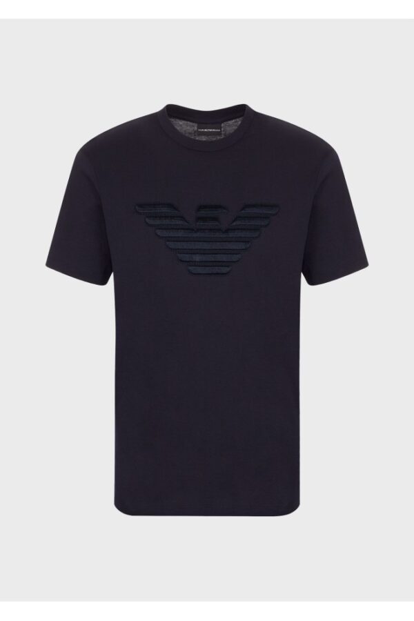 EMPORIO ARMANI Męski t-shirt granatowy wyszywane logo