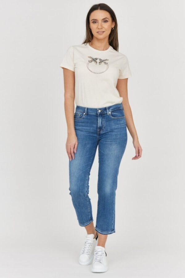 7 FOR ALL MANKIND Jasnoniebieskie jeansy damskie THE STRAIGHT CROP SLIM ILLUSION