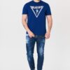 GUESS Granatowy t-shirt męski z logo w moro