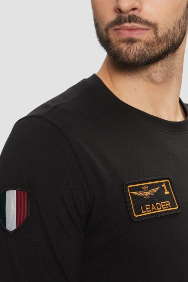 AERONAUTICA MILITARE Czarny męski longsleeve With Patches