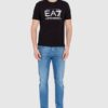 EA7 Czarny męski t-shirt z dużym białym logo