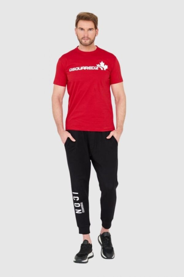 DSQUARED2 Czerwony męski bawełniany t-shirt z dużym logo