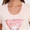 GUESS Różowy damski t-shirt Satin Triangle Tee