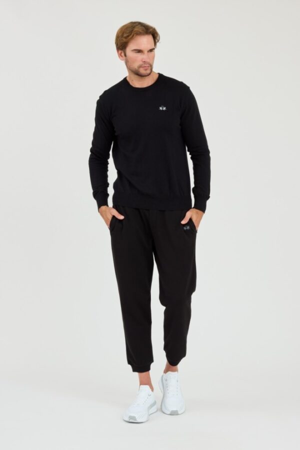 LA MARTINA Czarny męski sweter wełniany