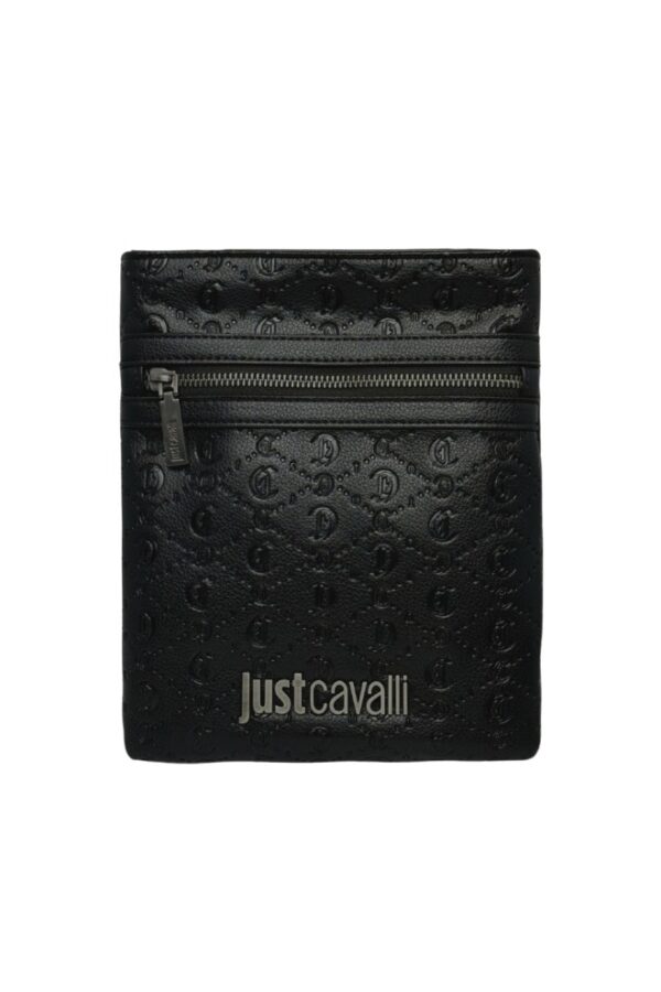 JUST CAVALLI Czarna logowana męska saszetka JC Metal Lettering - Style 4