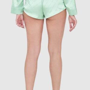 2b2461af7d012e37791021a70a01f97ab8ca9803 JUICY COUTURE Zielone satynowe szorty piżamowe damskie w logo
