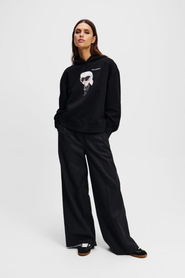 KARL LAGERFELD Czarna damska bluza z kapturem Ikon Aquarelle K