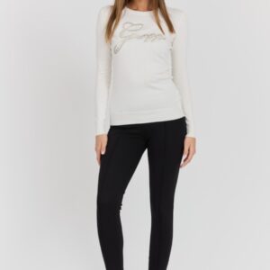 GUESS Biały damski sweter Olive z haftowanym logo