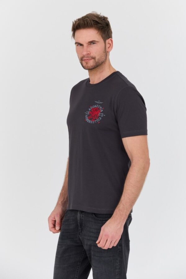 AERONAUTICA MILITARE Szary bawełniany męski t-shirt M.C