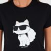 KARL LAGERFELD Czarny damski t-shirt z kotem