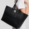 KARL LAGERFELD Czarna shopperka Leather Tote Pin