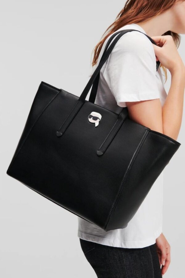 KARL LAGERFELD Czarna shopperka Leather Tote Pin