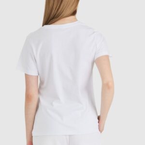 GUESS Biały t-shirt damski bawełniany z kolorowym logo